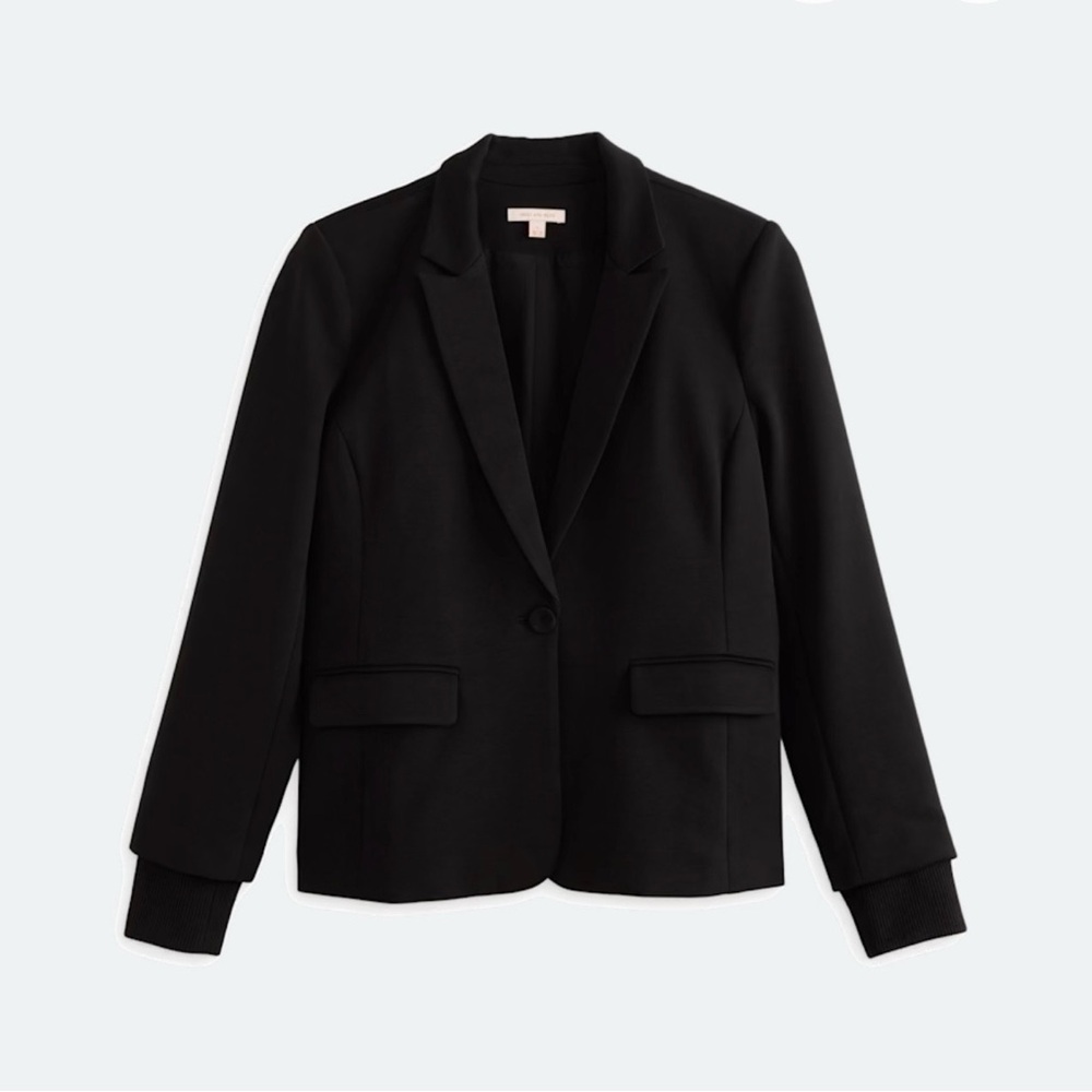 Knit Blazer With Rib Trim Sleeve - Picture 4 of 4